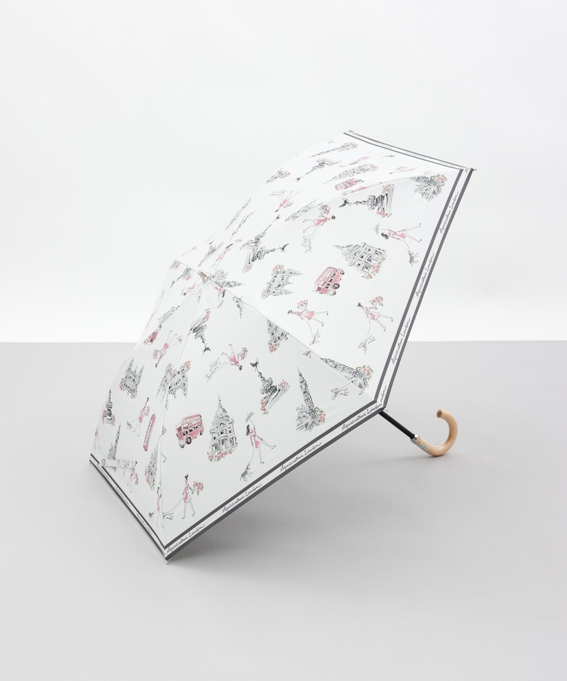 Aquascutum（アクアスキュータム）】ロンドンガールイラスト晴雨兼用傘