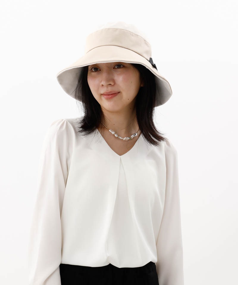 【 Beaurance （ビューランス）】バイカラーリボンバケットハット