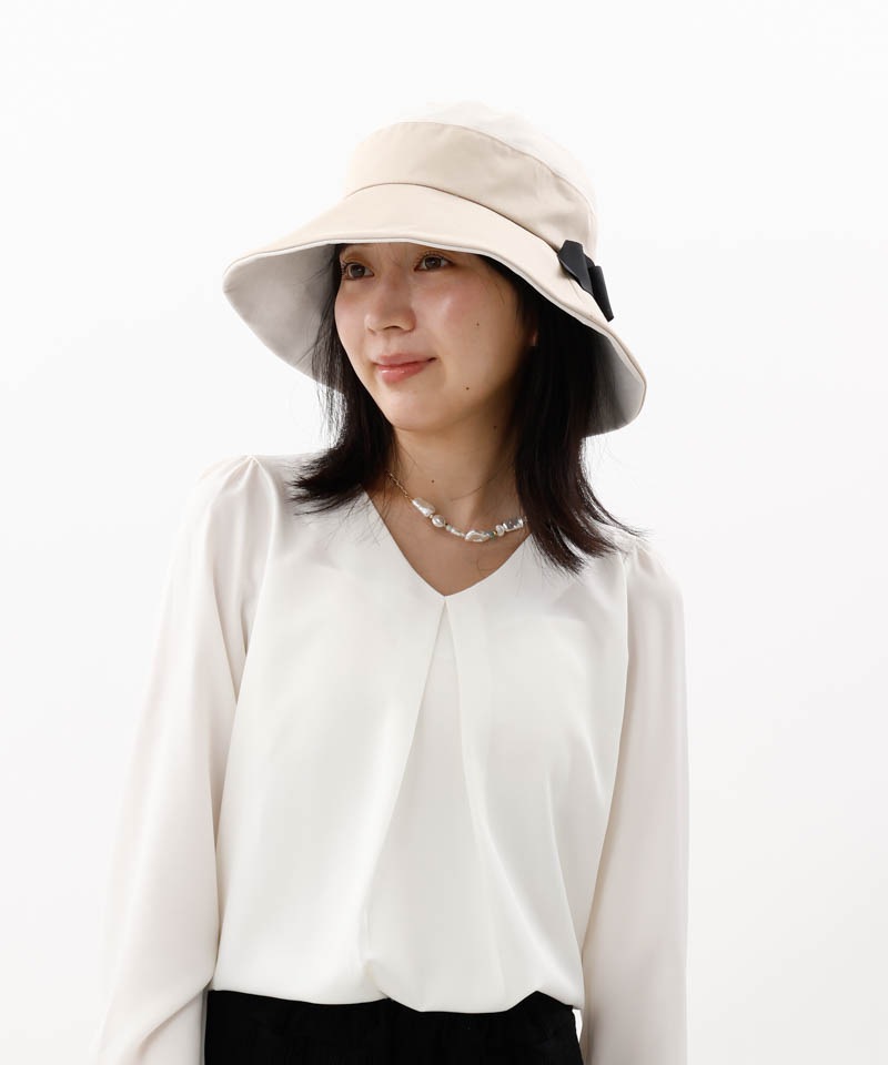 【 Beaurance （ビューランス）】バイカラーリボンバケットハット