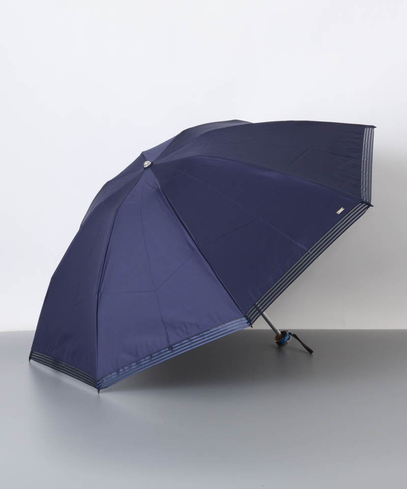 【 Blao（ブラオ）】サマーシールド　ストライプオーガンジーテープ晴雨兼用傘 (折りたたみ)