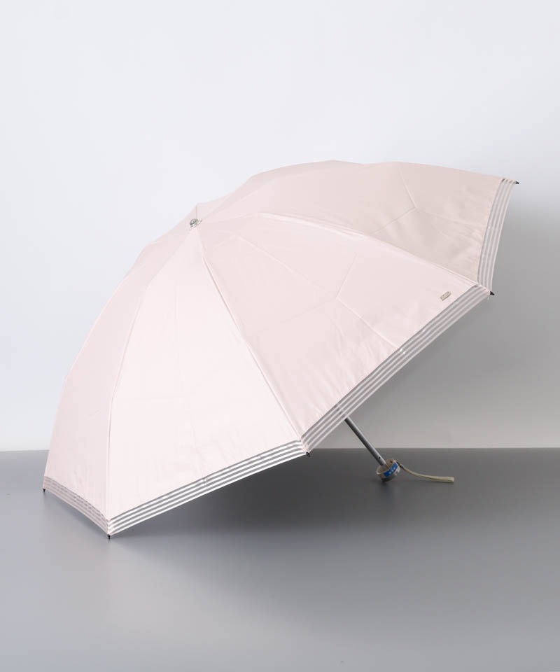 【 Blao（ブラオ）】サマーシールド　ストライプオーガンジーテープ晴雨兼用傘 (折りたたみ)