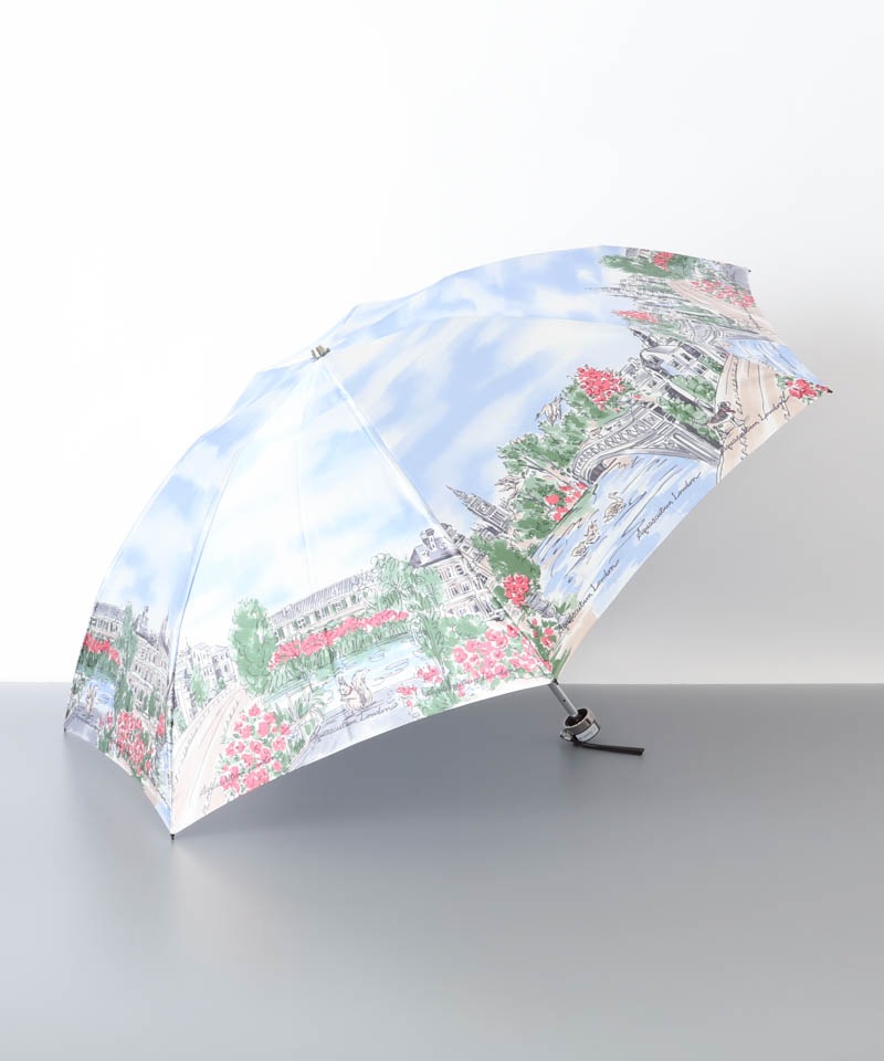【 Aquascutum（アクアスキュータム）】イングリッシュガーデンプリント雨傘（折りたたみ傘）