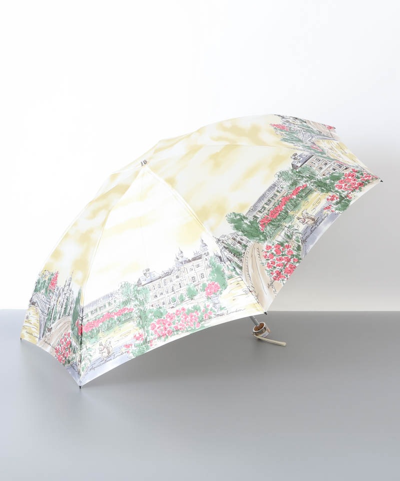 【 Aquascutum（アクアスキュータム）】イングリッシュガーデンプリント雨傘（折りたたみ傘）