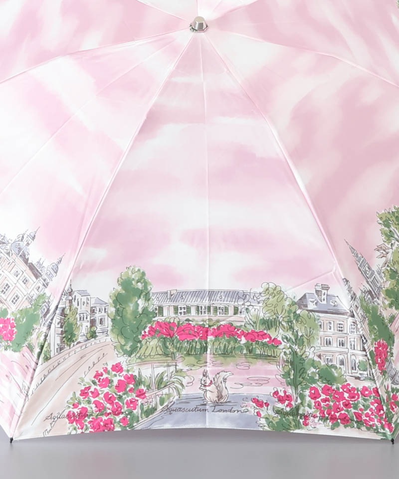 【 Aquascutum（アクアスキュータム）】イングリッシュガーデンプリント雨傘（折りたたみ傘）
