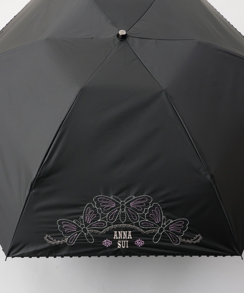 ANNA SUI （アナ スイ） 】 ラメ刺繍x裾ピコット刺繍 晴雨兼用