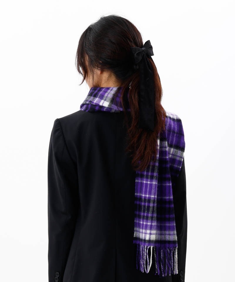 【 ANNA SUI（アナ スイ）】マイメロディ&クロミ 刺しゅうブローチ付きチェックマフラー