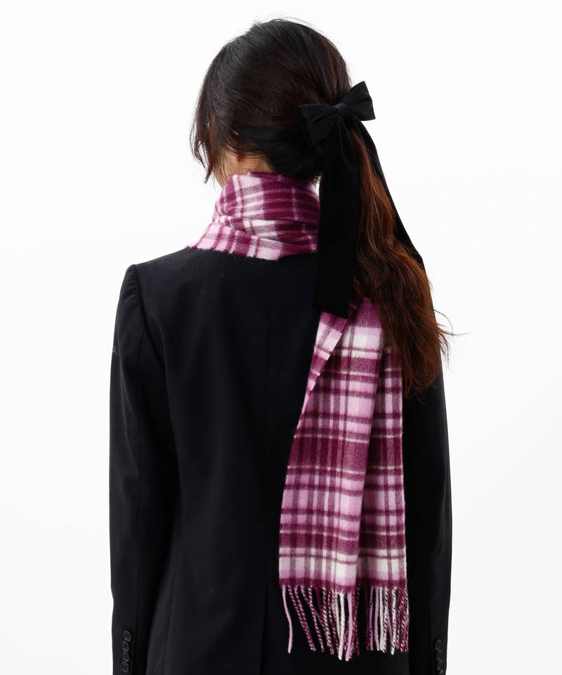 【 ANNA SUI（アナ スイ）】マイメロディ&クロミ 刺しゅうブローチ付きチェックマフラー