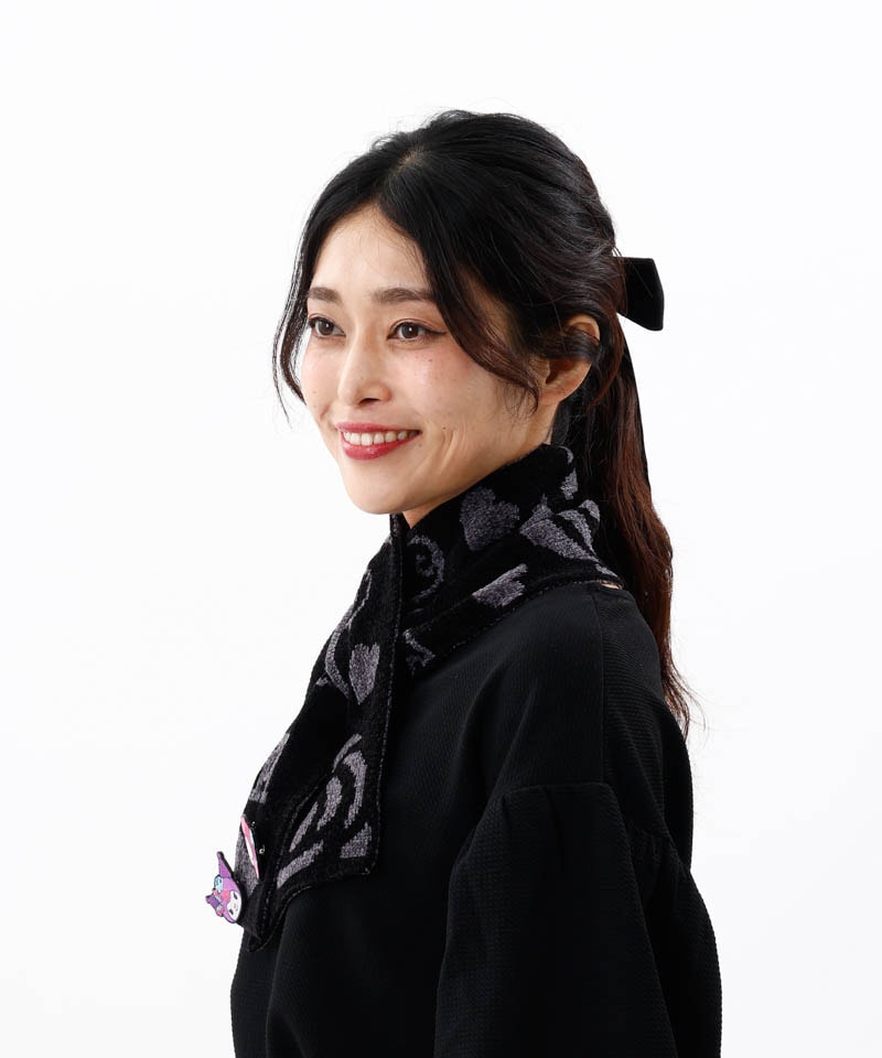 【 ANNA SUI（アナ スイ）】マイメロディ&クロミ 刺しゅうブローチ付きモールニットマフラー