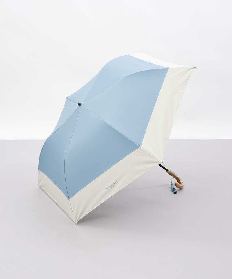 【MACKINTOSH LONDON（マッキントッシュ ロンドン）】天然風バイカラー切継ぎ晴雨兼用パラソル（折りたたみ）