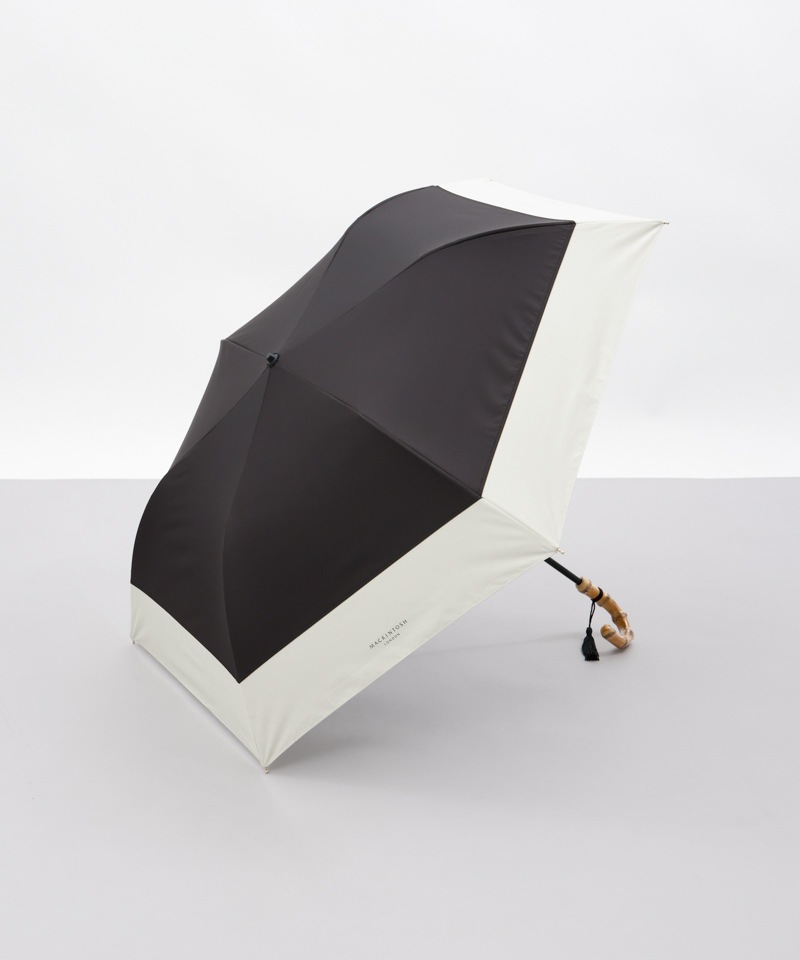 【MACKINTOSH LONDON（マッキントッシュ ロンドン）】天然風バイカラー切継ぎ晴雨兼用パラソル（折りたたみ）