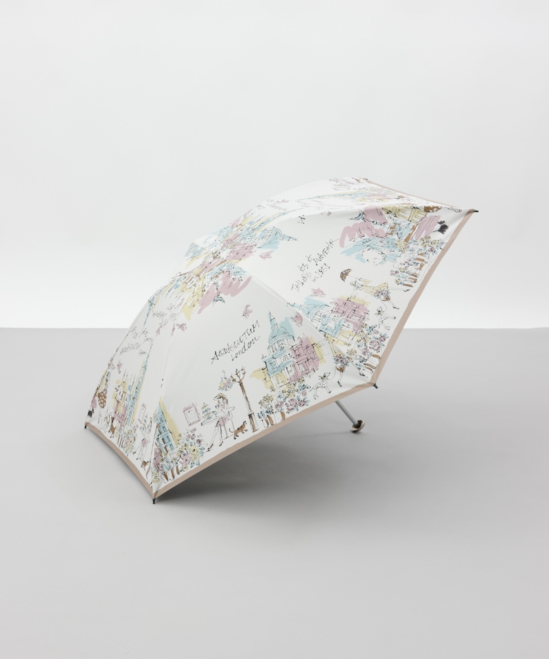 アクアスキュータム 1級遮光 晴雨兼用傘 長傘 ロンドンガール刺繍 ピンク Aquascutum（アクアスキュータム）ロンドンガール柄 雨傘（長傘