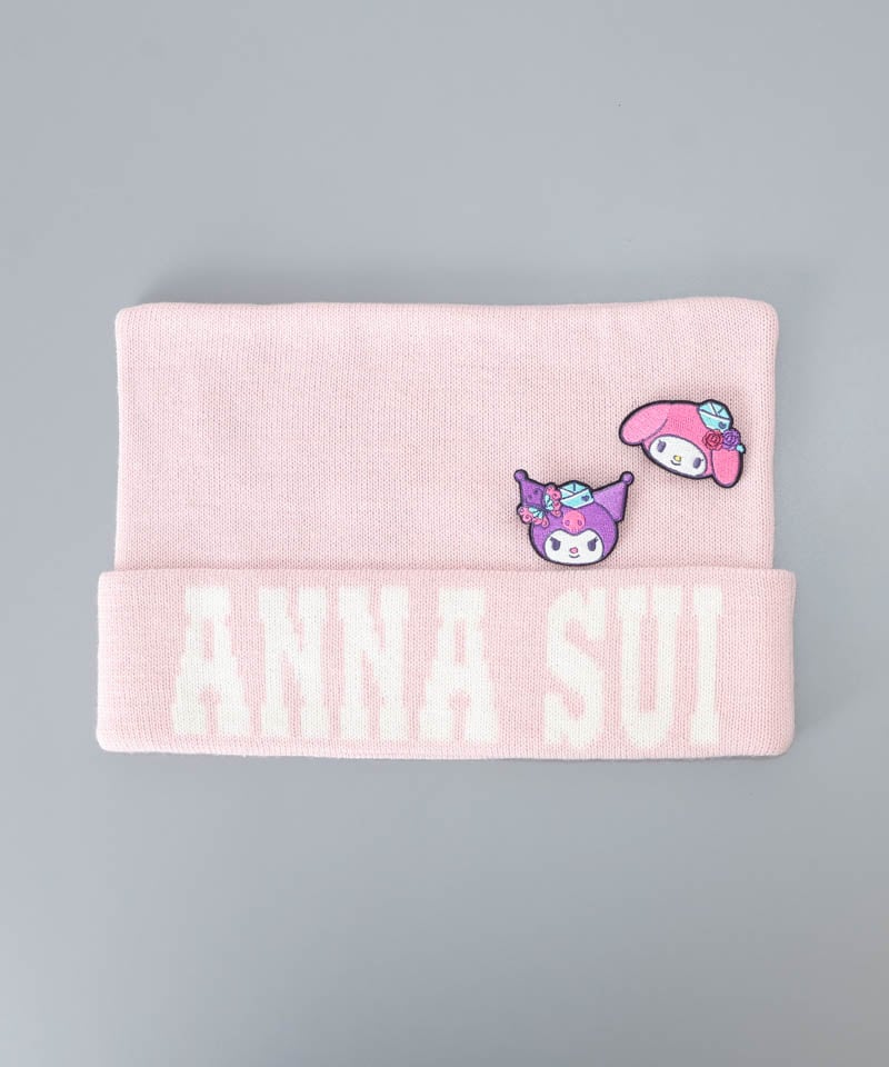 【 ANNA SUI（アナ スイ）】マイメロディ&クロミ 刺しゅうブローチ付きネコ耳ニットワッチ