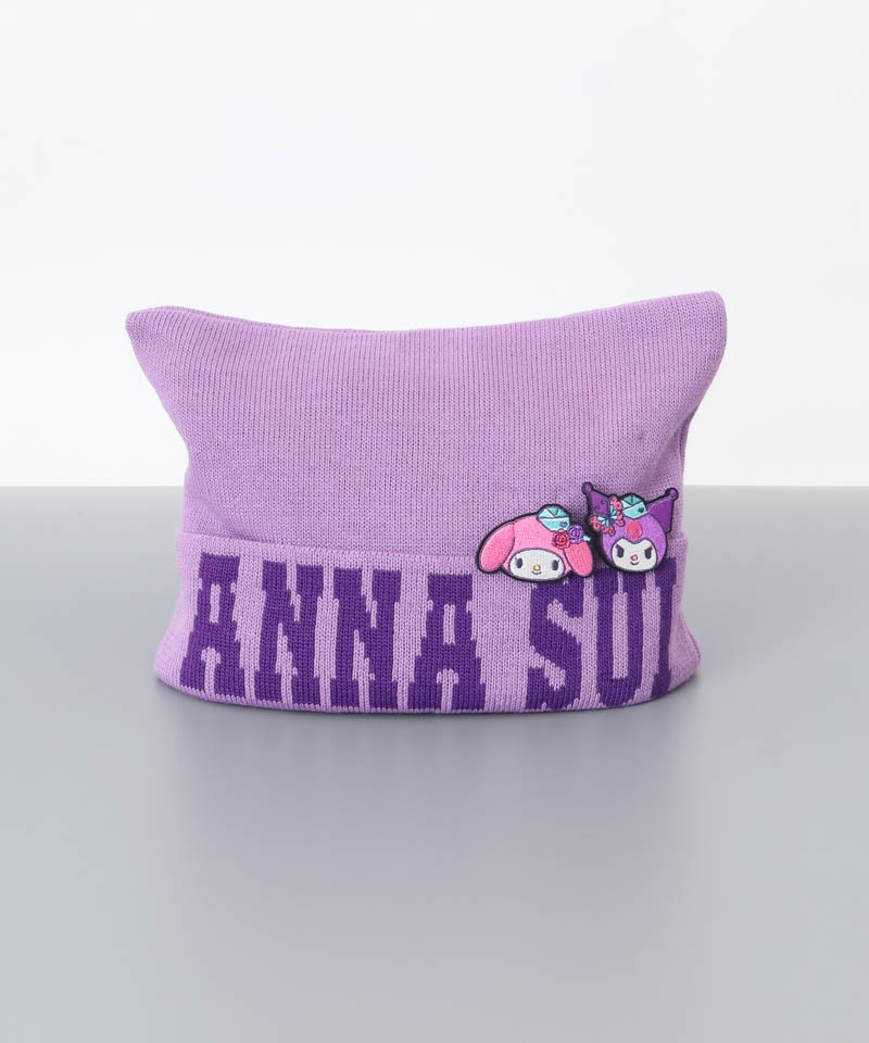 【 ANNA SUI（アナ スイ）】マイメロディ&クロミ 刺しゅうブローチ付きネコ耳ニットワッチ