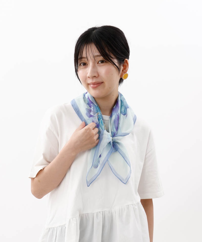 【 Fioritura Giovanna（フィオリトゥーラ ジョヴァンナ）】シルクプリントプチスカーフ(WASH)