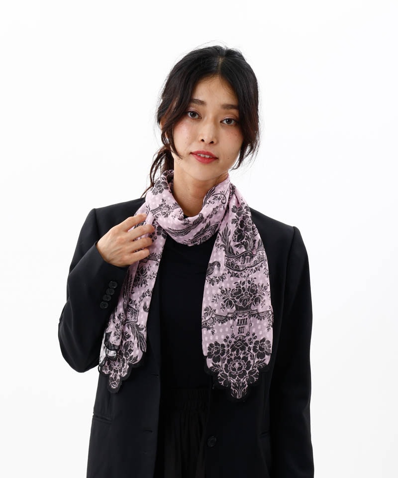 【 ANNA SUI（アナ スイ）】フリルヘムプチロングスカーフ(WASH)