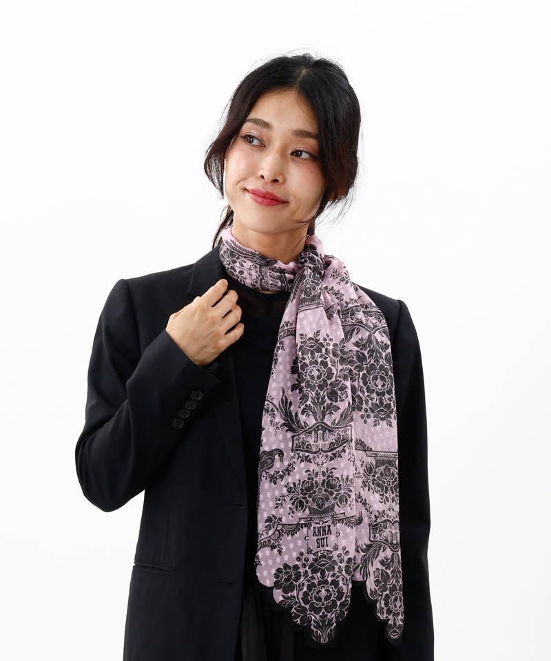 【 ANNA SUI（アナ スイ）】フリルヘムプチロングスカーフ(WASH)