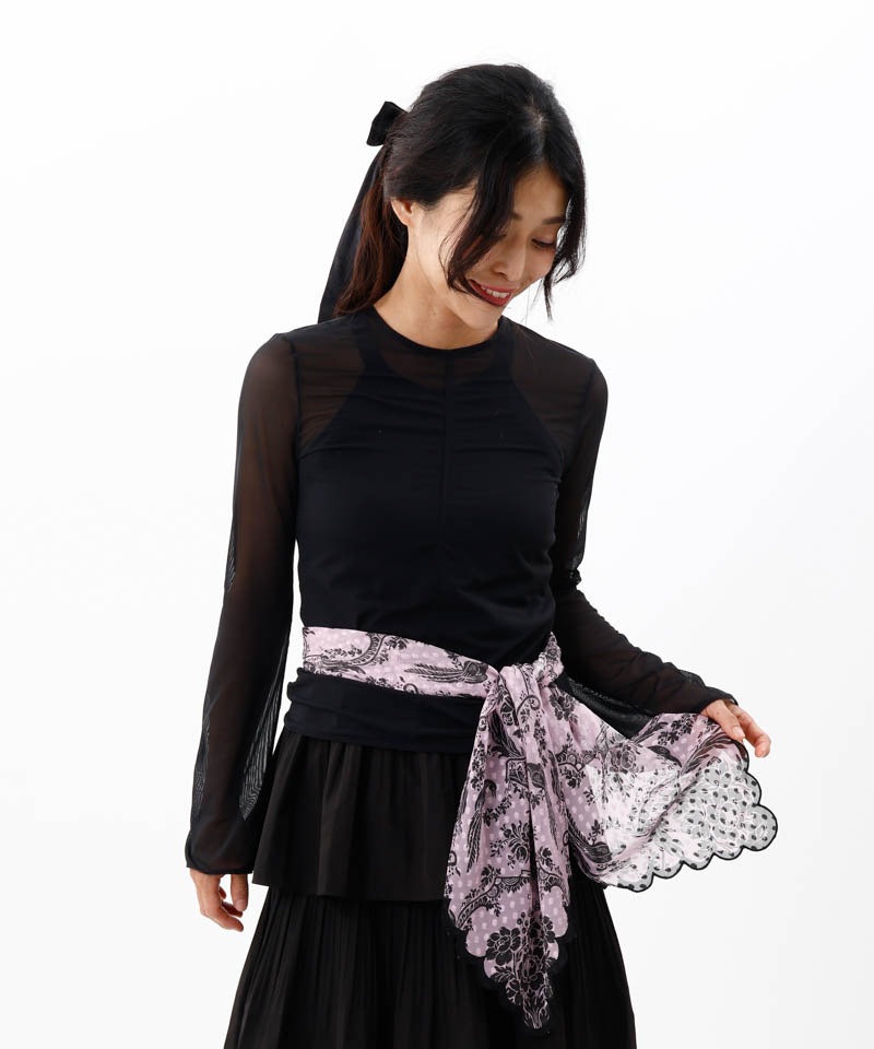 【 ANNA SUI（アナ スイ）】フリルヘムプチロングスカーフ(WASH)