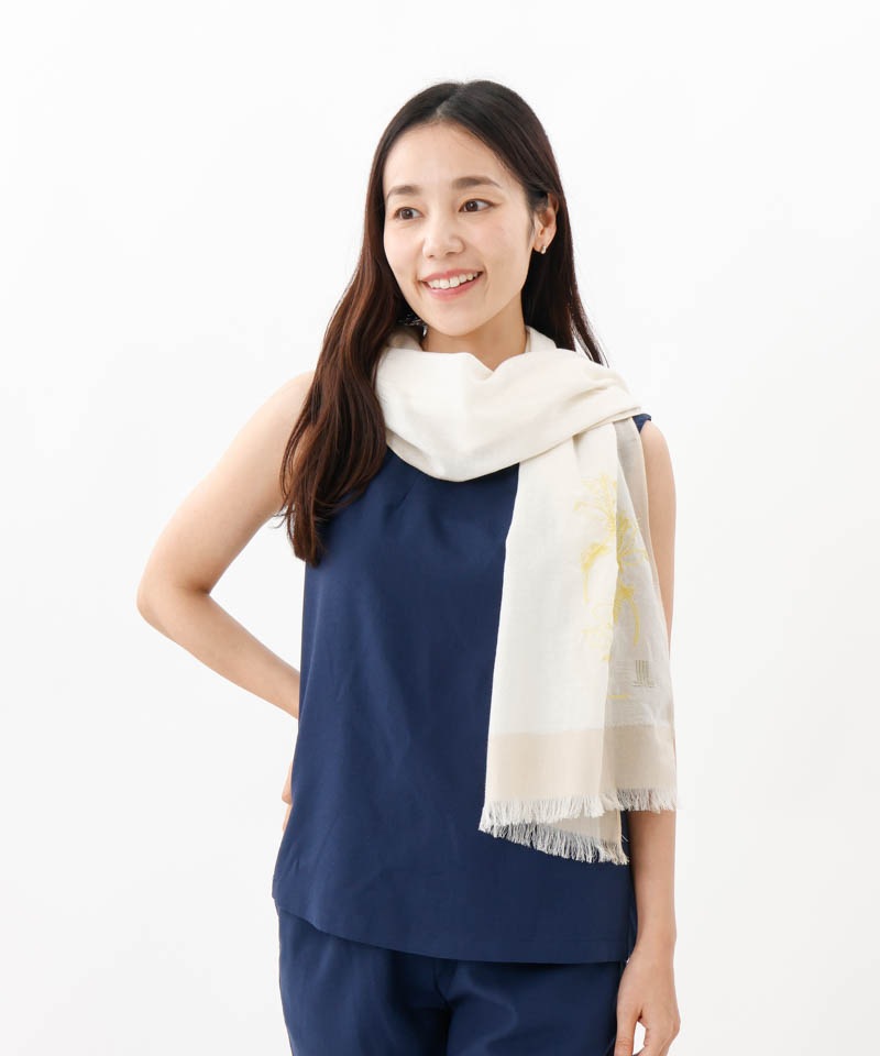 【 LANVIN COLLECTION（ランバン コレクション） 】コットンローズ刺しゅうストール