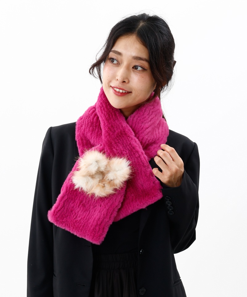 ANNA SUI（アナ スイ）】バタフライモチーフエコファー差込みマフラー