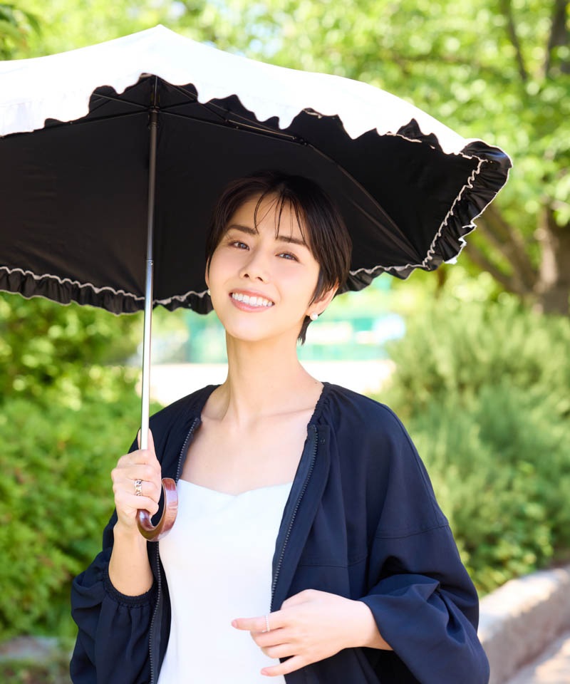 予約販売【WEB限定】サマーシールド フリル晴雨兼用傘（折りたたみ・トップフラット）＜4月下旬~順次発送予定＞