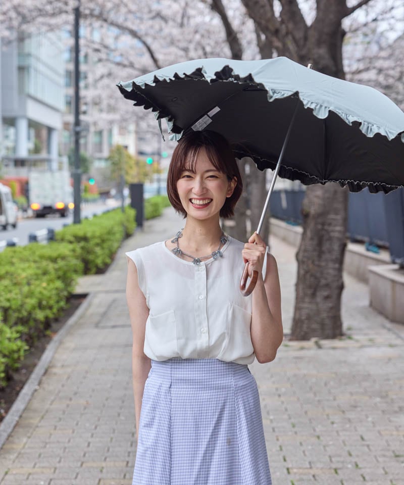 予約販売【WEB限定】サマーシールド フリル晴雨兼用傘（折りたたみ・トップフラット）＜4月下旬~順次発送予定＞