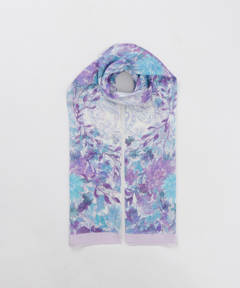 【 Fioritura Giovanna（フィオリトゥーラ ジョヴァンナ）】シルクプリントプチロングスカーフ(WASH)