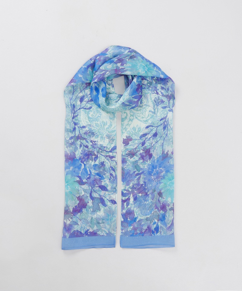 【 Fioritura Giovanna（フィオリトゥーラ ジョヴァンナ）】シルクプリントプチロングスカーフ(WASH)