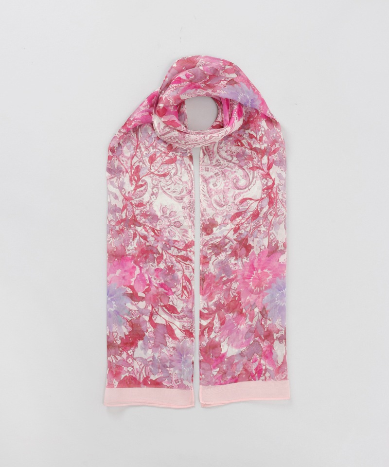 【 Fioritura Giovanna（フィオリトゥーラ ジョヴァンナ）】シルクプリントプチロングスカーフ(WASH)