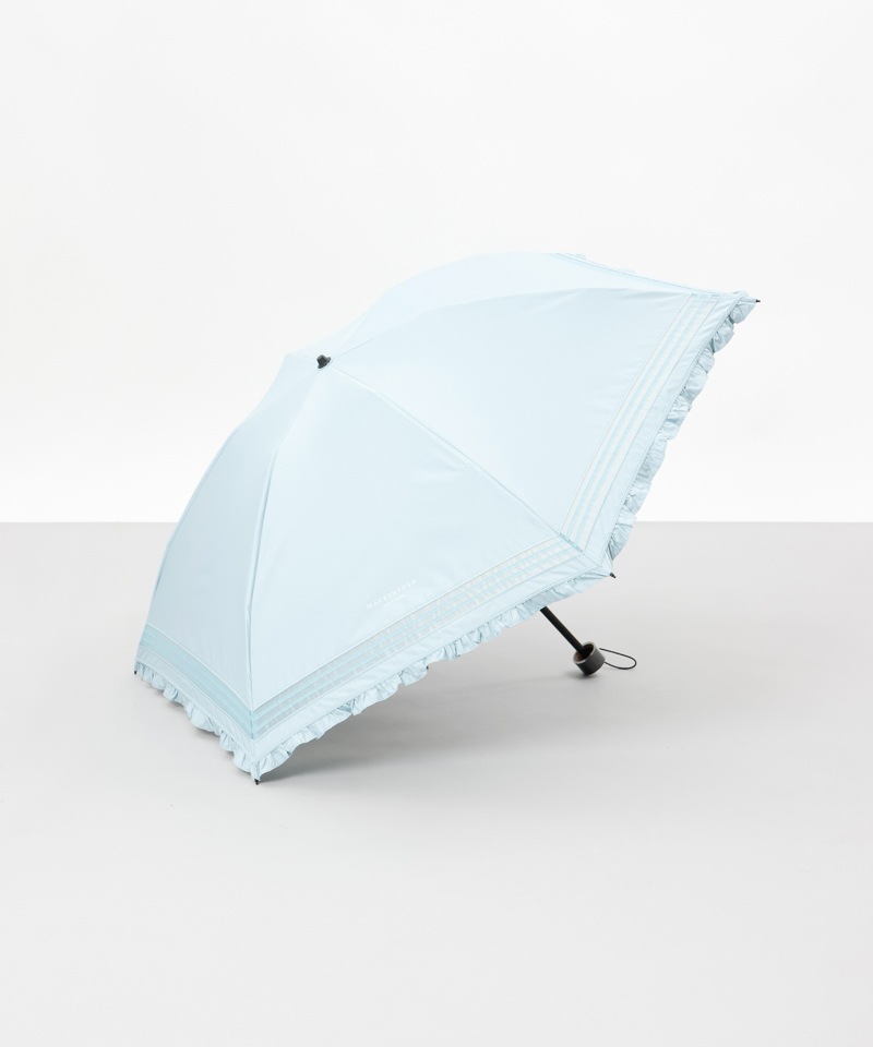 【MACKINTOSH LONDON（マッキントッシュ ロンドン）】フリルオーガンジータック加工晴雨兼用パラソル（折りたたみ）
