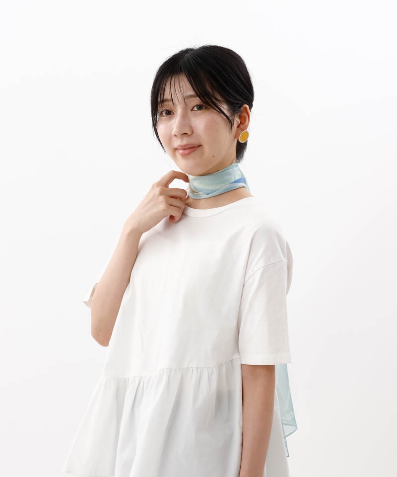【 Fioritura Giovanna（フィオリトゥーラ ジョヴァンナ）】シルクプリントプチロングスカーフ(WASH)