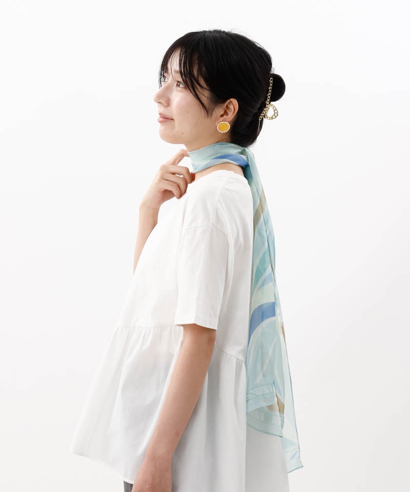 【 Fioritura Giovanna（フィオリトゥーラ ジョヴァンナ）】シルクプリントプチロングスカーフ(WASH)