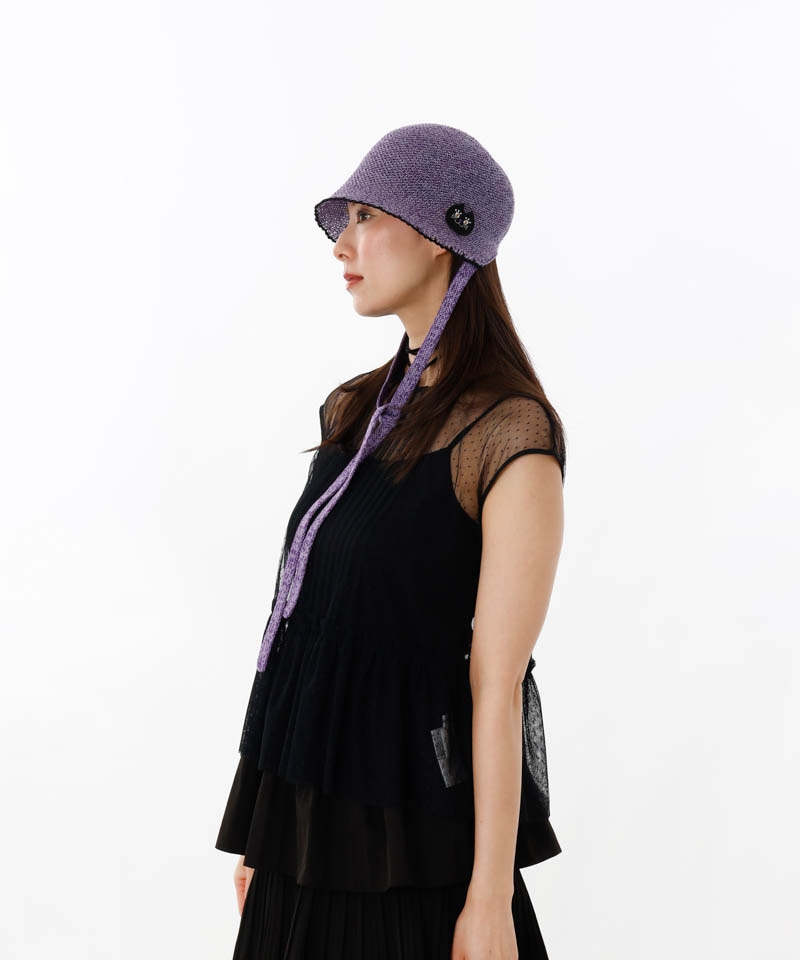 【 ANNA SUI（アナ スイ）】コード付きバブーシュカ風クロッシェハット