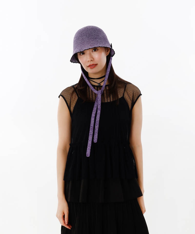 【 ANNA SUI（アナ スイ）】コード付きバブーシュカ風クロッシェハット