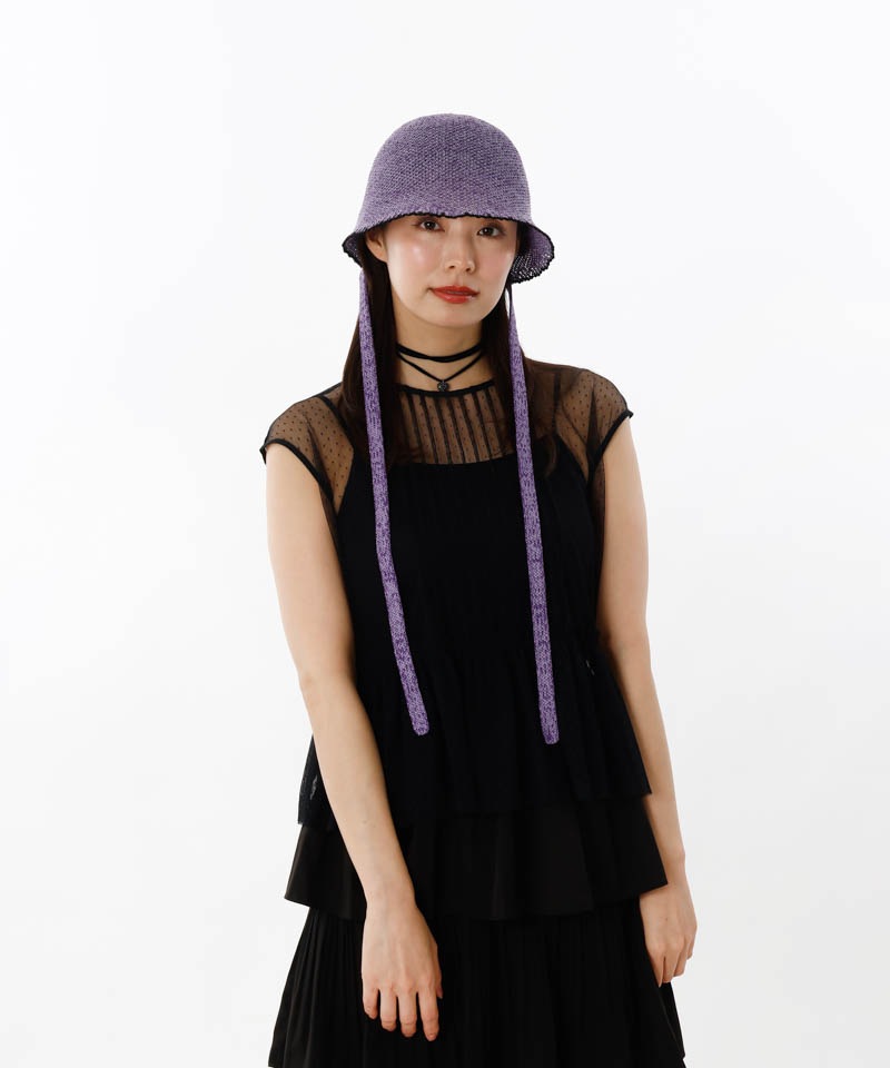 【 ANNA SUI（アナ スイ）】コード付きバブーシュカ風クロッシェハット