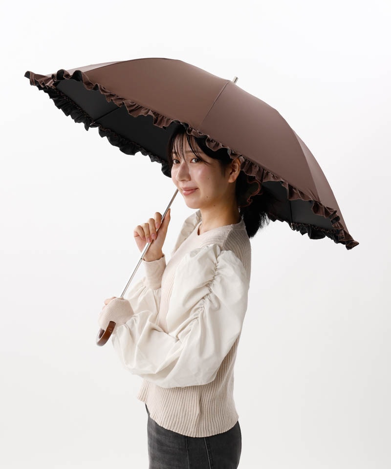 【WEB限定】フリル晴雨兼用傘（1段スライドショート）