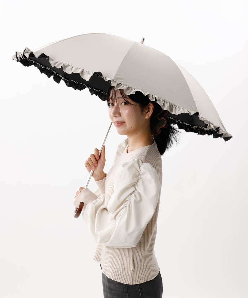 【WEB限定】フリル晴雨兼用傘（1段スライドショート）