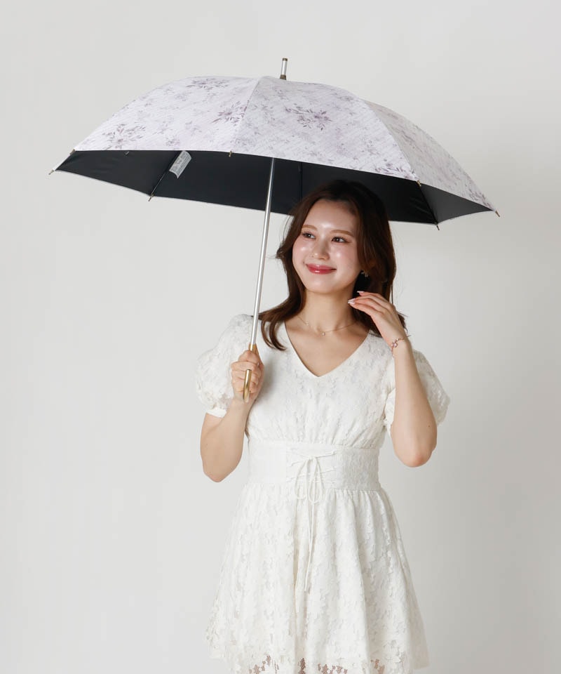 【dazzlin（ダズリン）】フラワープリント晴雨兼用傘（長傘）