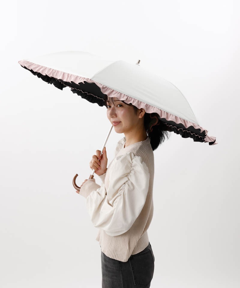 WEB限定】 フリル晴雨兼用傘（折りたたみ・トップフラット）EC