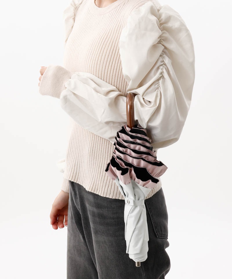 【WEB限定】 フリル晴雨兼用傘（折りたたみ・トップフラット）