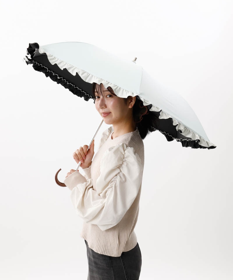 WEB限定】 フリル晴雨兼用傘（折りたたみ・トップフラット）EC