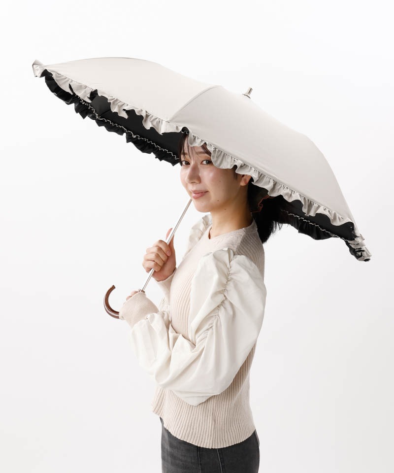 WEB限定】 フリル晴雨兼用傘（折りたたみ・トップフラット）【WEB限定
