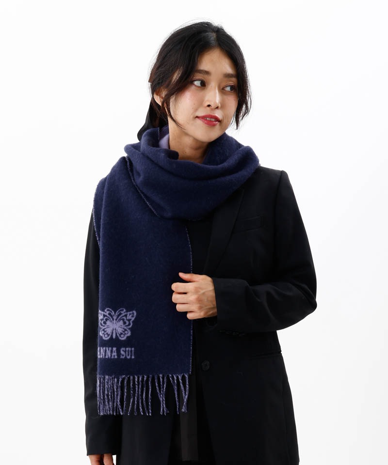 ANNA SUI（アナ スイ）】ウールリバーシブルマフラーALL｜オーロラ