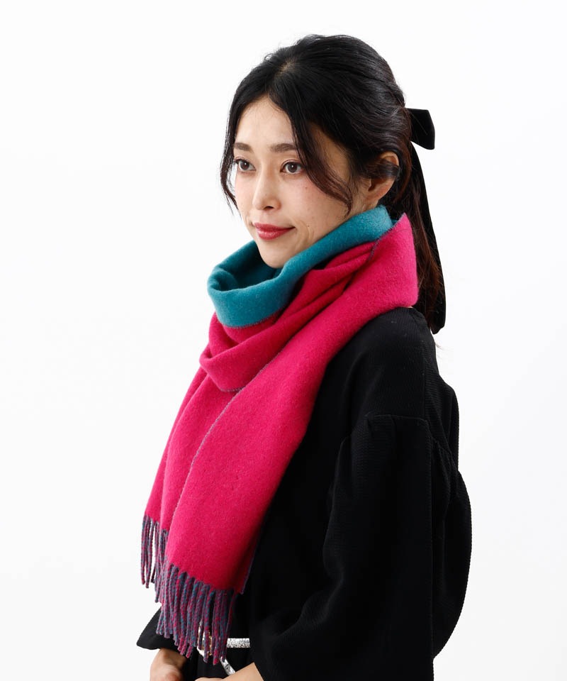 ANNA SUI（アナ スイ）】ウールリバーシブルマフラーALL｜オーロラ
