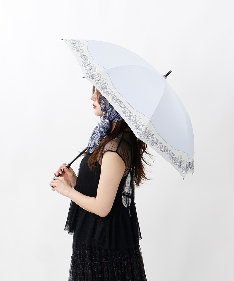 【 ANNA SUI（アナ スイ）】切継ぎ刺しゅう晴雨兼用パラソル（長傘）