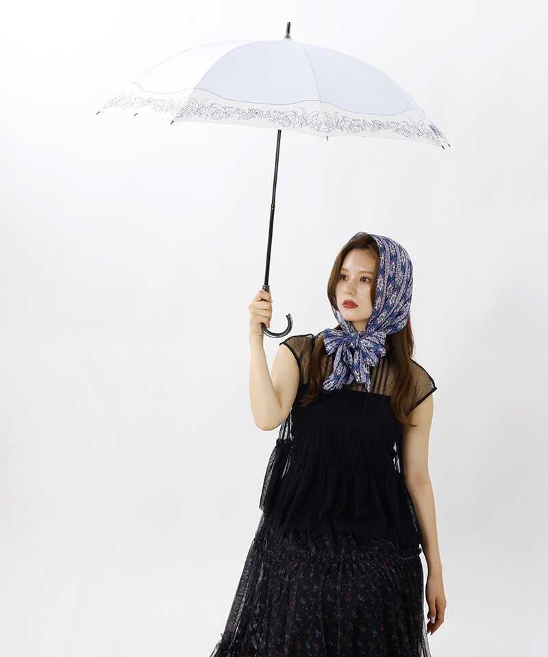 【 ANNA SUI（アナ スイ）】切継ぎ刺しゅう晴雨兼用パラソル（長傘）