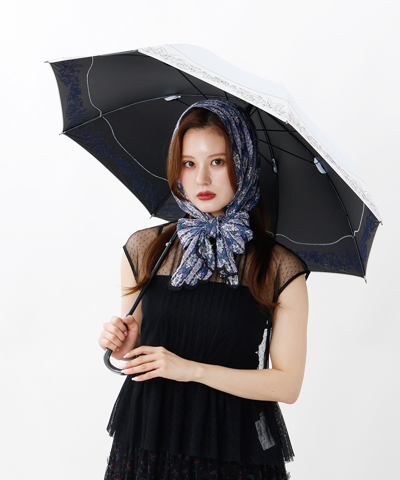 【 ANNA SUI（アナ スイ）】切継ぎ刺しゅう晴雨兼用パラソル（長傘）
