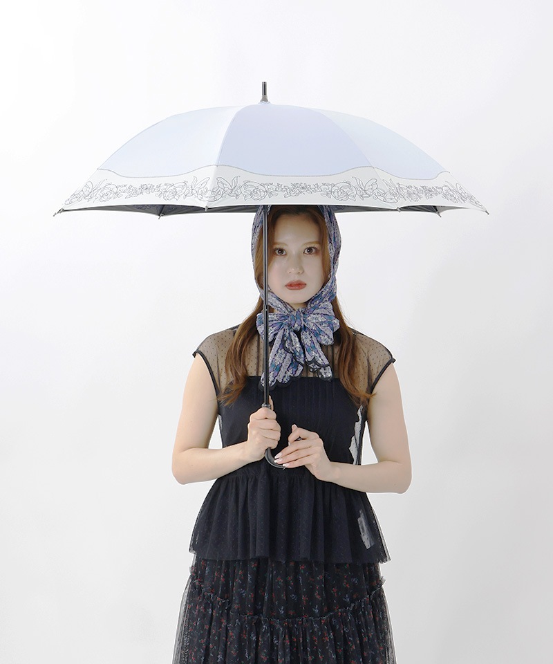 【 ANNA SUI（アナ スイ）】切継ぎ刺しゅう晴雨兼用パラソル（長傘）