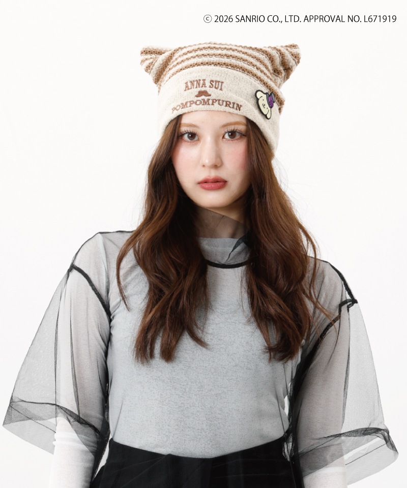 【 ANNA SUI（アナ スイ）】ANNA SUI x ポムポムプリン刺しゅうブローチ付きネコ耳ワッチ