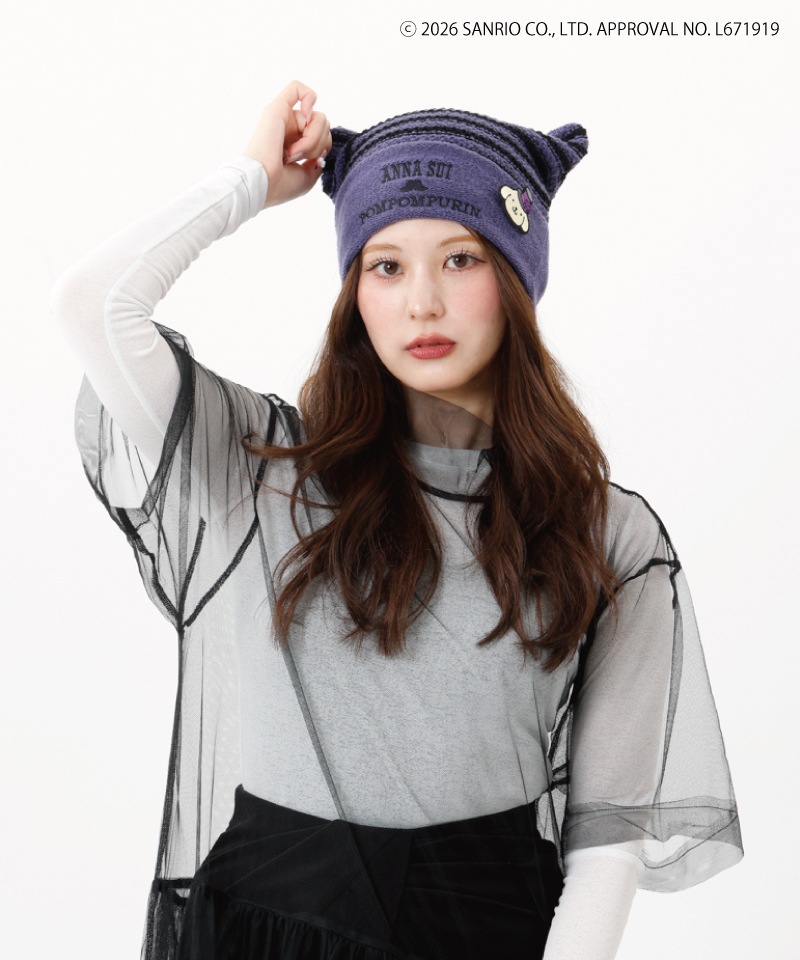 【 ANNA SUI（アナ スイ）】ANNA SUI x ポムポムプリン刺しゅうブローチ付きネコ耳ワッチ