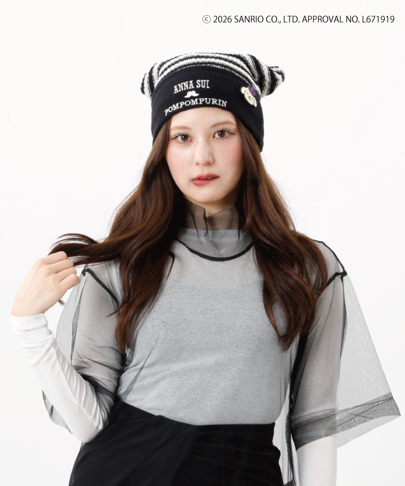【 ANNA SUI（アナ スイ）】ANNA SUI x ポムポムプリン刺しゅうブローチ付きネコ耳ワッチ